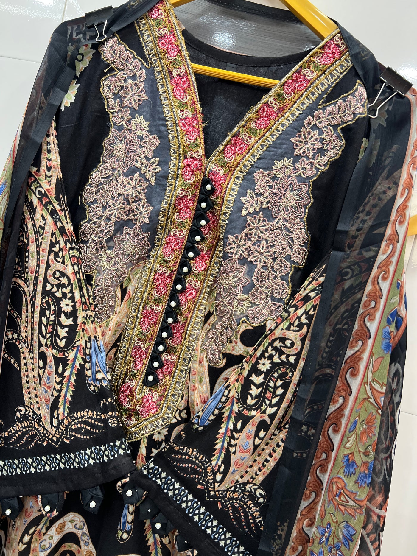 Pakistani pearl embellished suits 2745