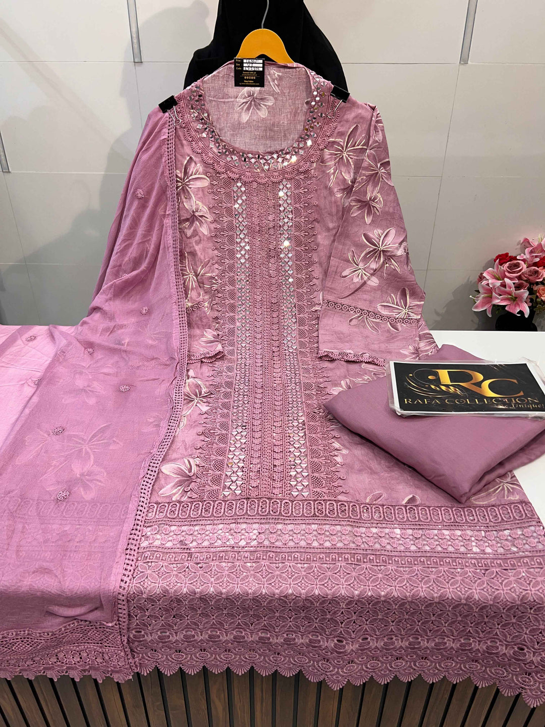 Cotton mirror work suit 672806