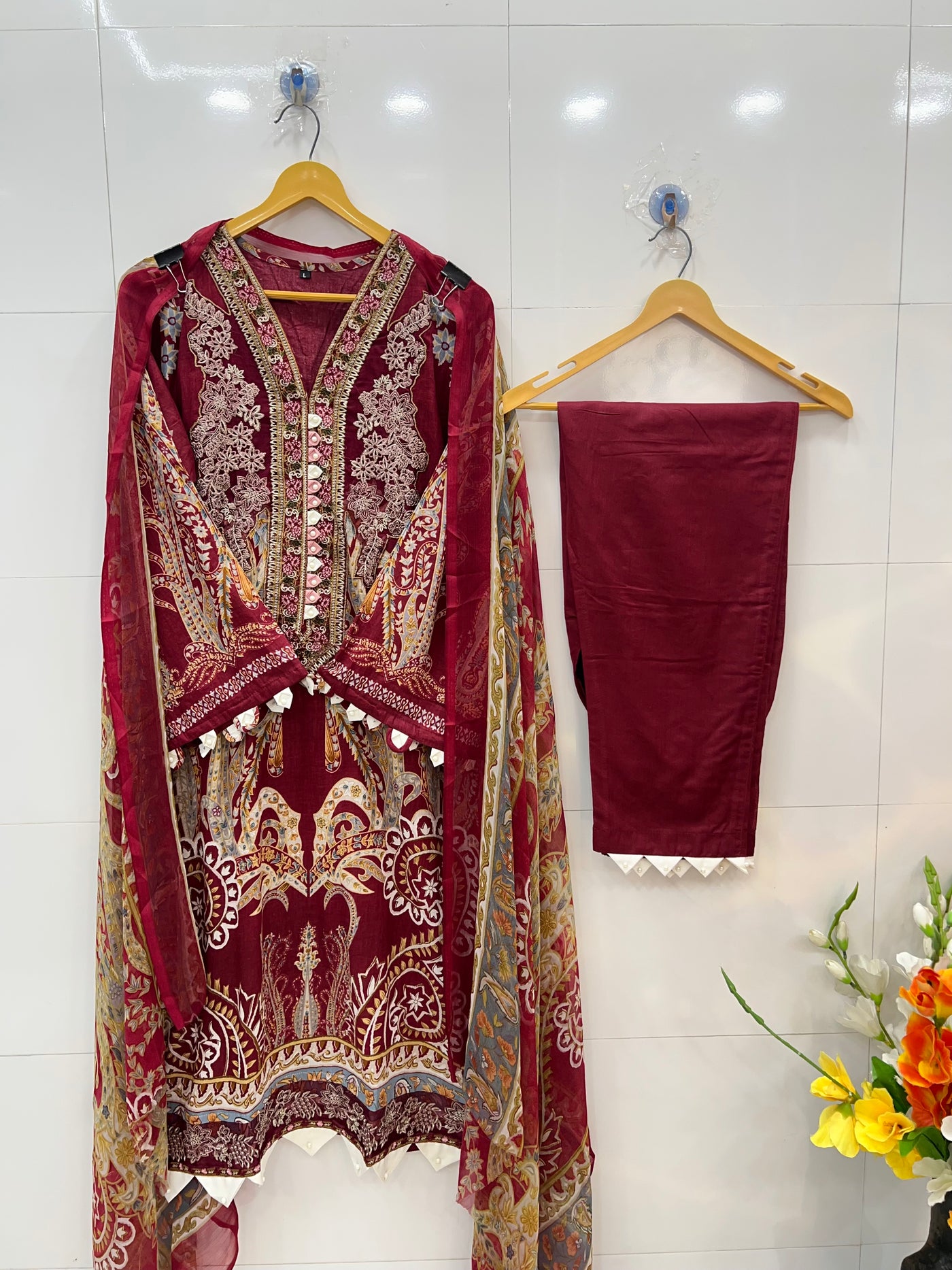 Pakistani pearl embellished suits 2745