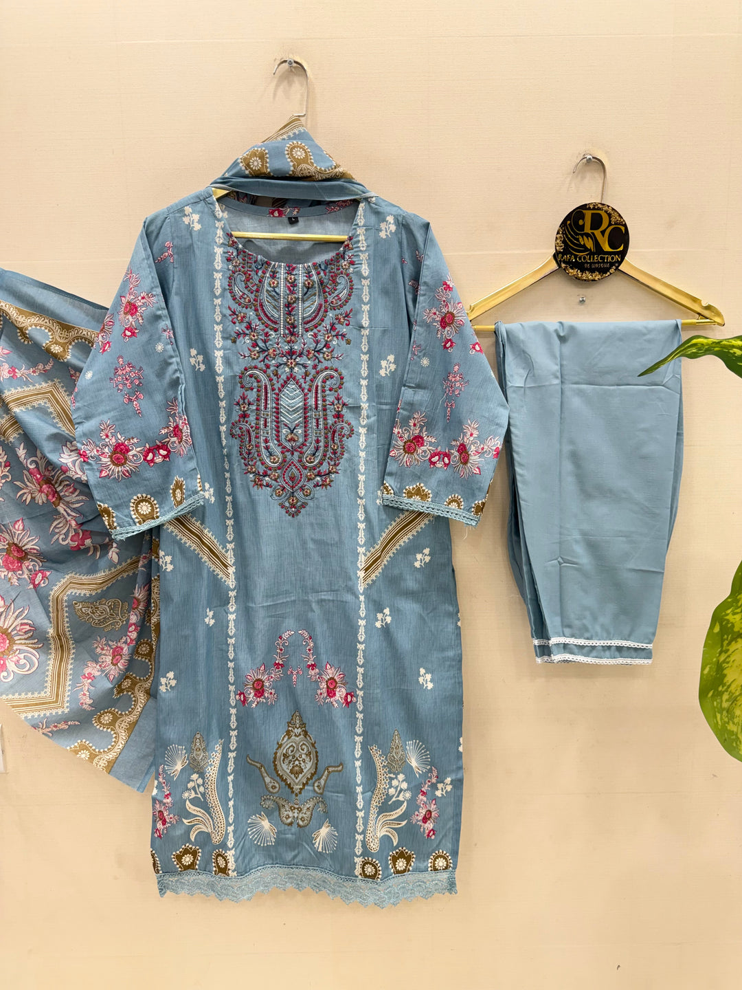 Semi Cotton embroidered suits