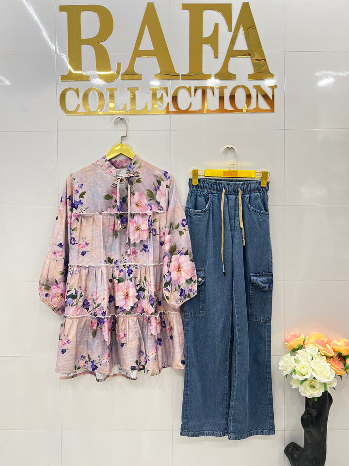 Korean denim cargo Sets