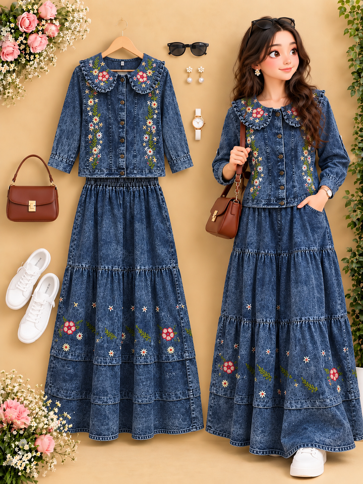 Denim skirts sets