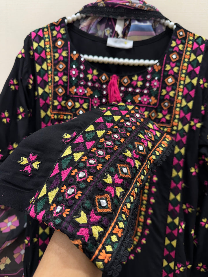 Embroidered multi color Farshi suits
