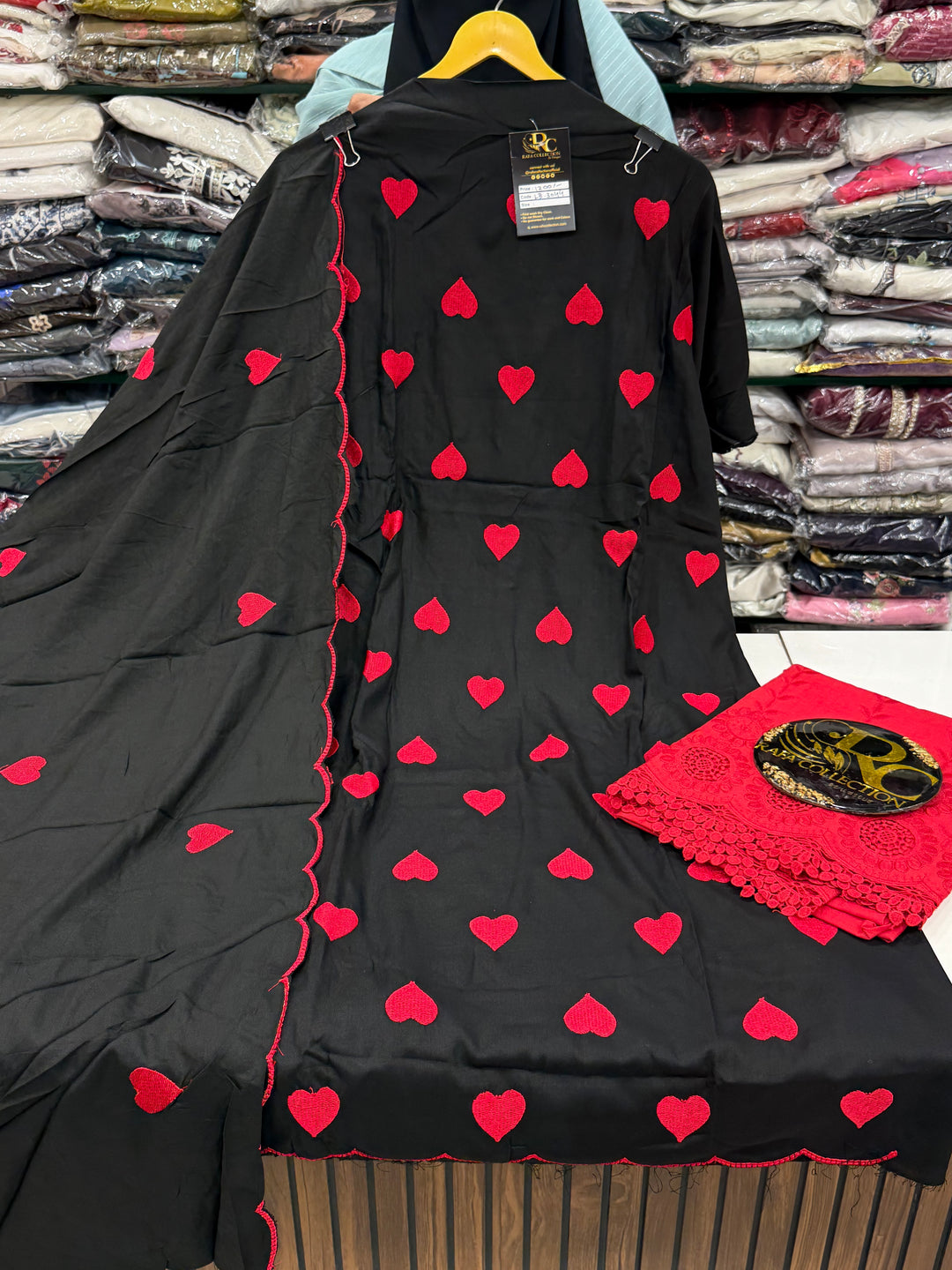 Heart Embroidered Unstitched Suits