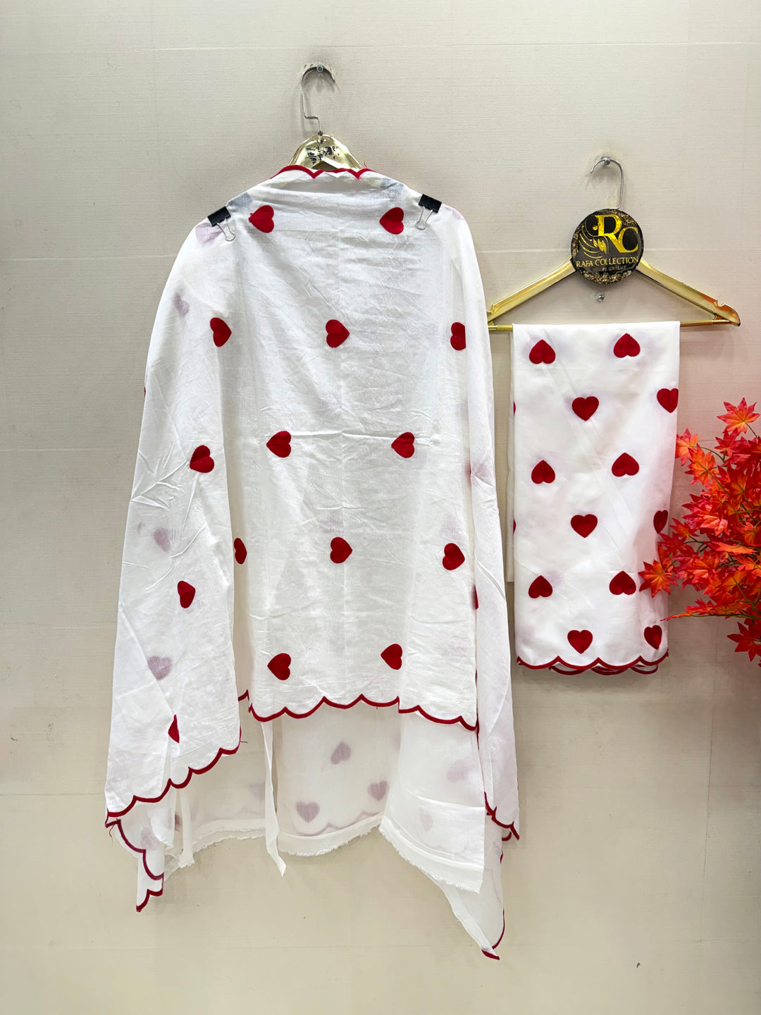 Viral heart embroidered unstitched Suits