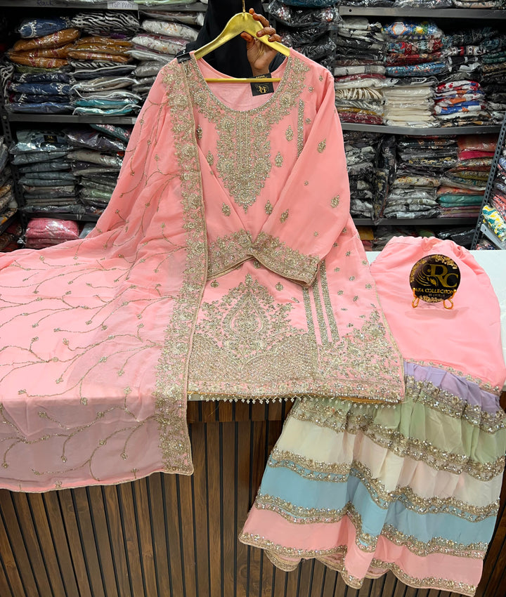 Pakistani tri color Garara suit 2749
