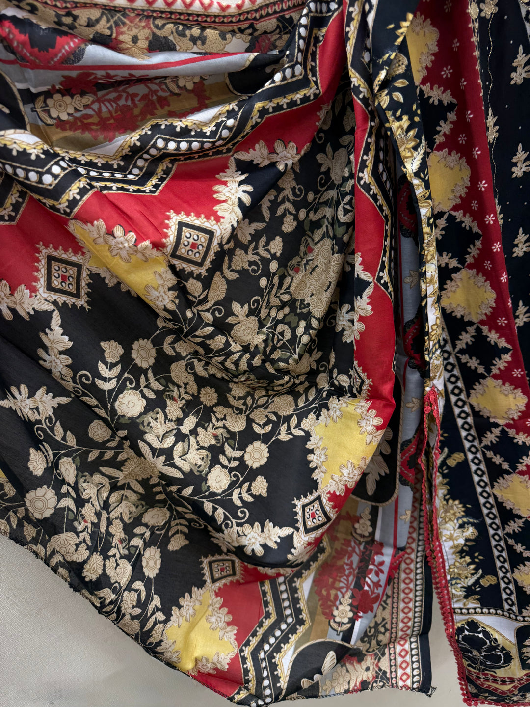Semi cotton embroidered suits 5038