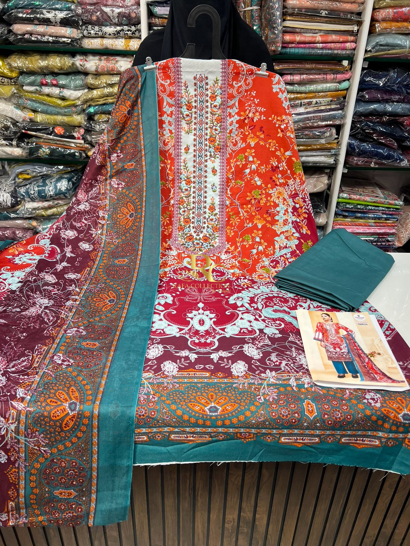 Semi Cotton embroided suit 1758