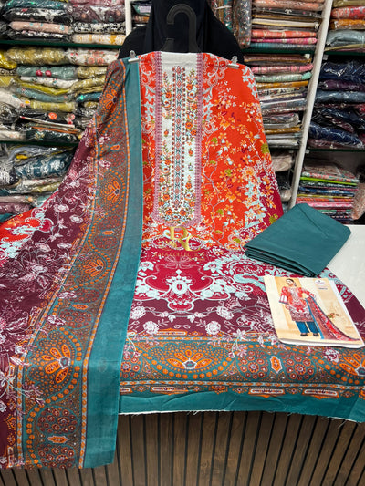 Semi Cotton embroided suit 1758