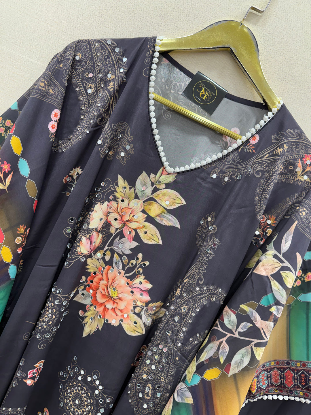 Mirror Work Kaftan Set 6002