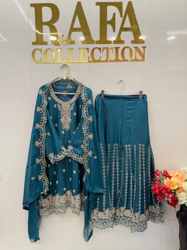 Party wear flaired plazzo suits