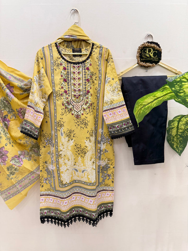 Semi cotton embroidered suits 2823
