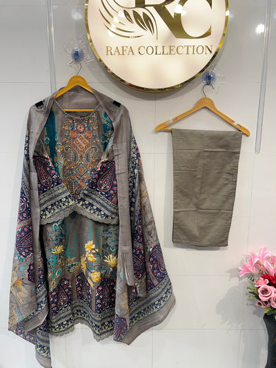 Semi cotton kurti pant suits 2150