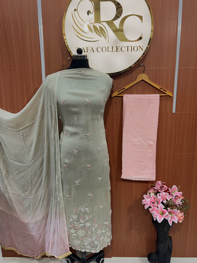 Glass organza Handwork Suits 1970