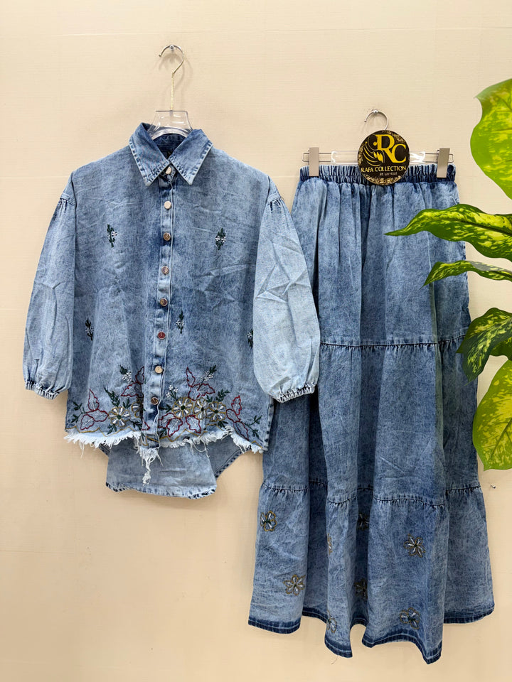 Denim skirt sets
