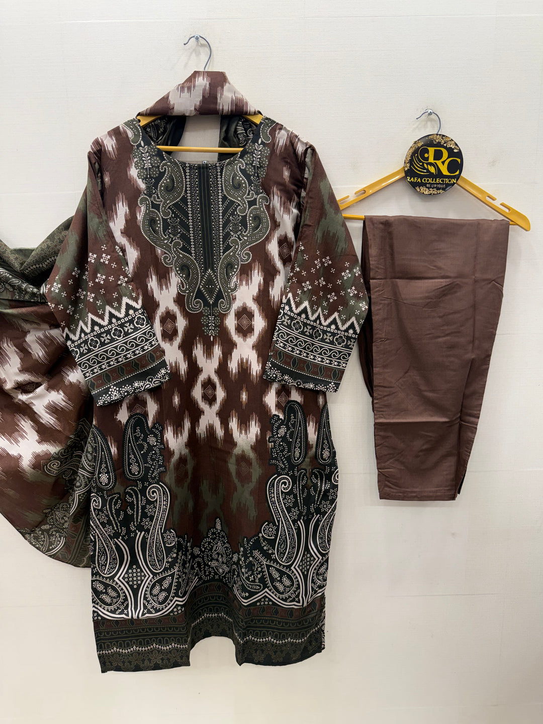 Semi cotton printed suits 5747