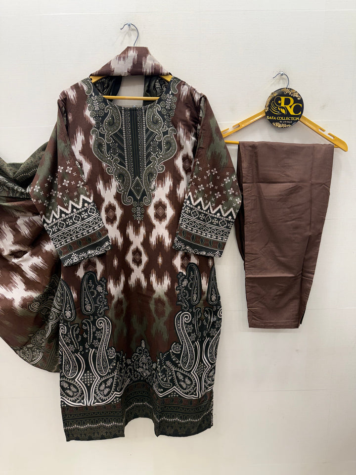 Semi cotton printed suits 5747