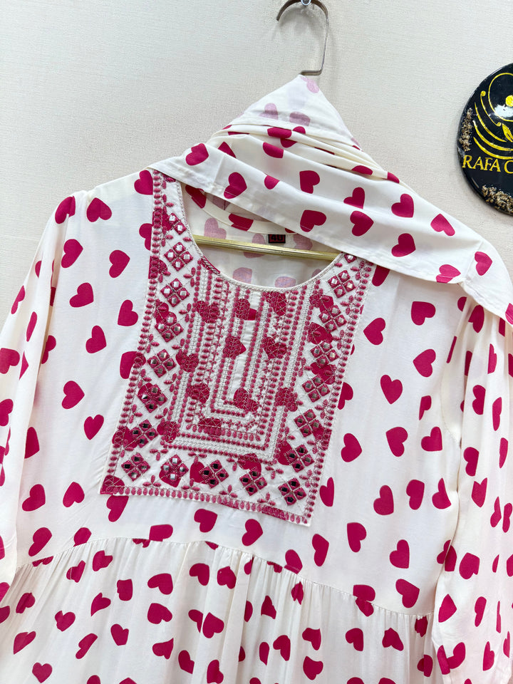 Rayon Heart printed Gowns