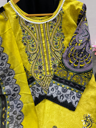 Semi Cotton embroided suits 2115