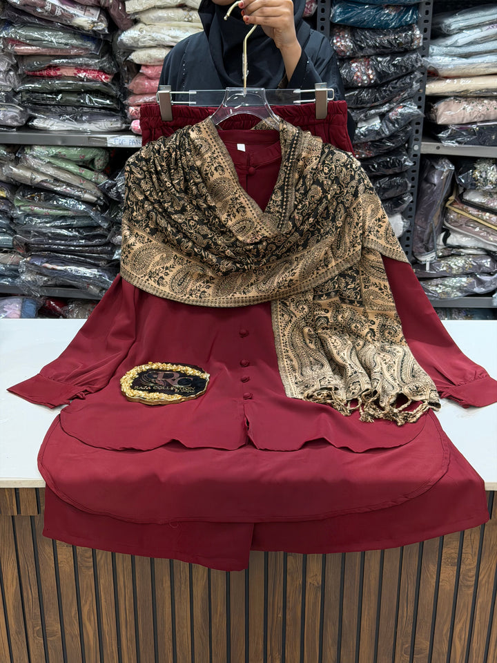 Pashmina shawl sets maroon