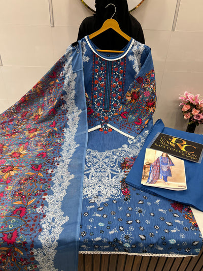 Semi Cotton embroided suits 2115