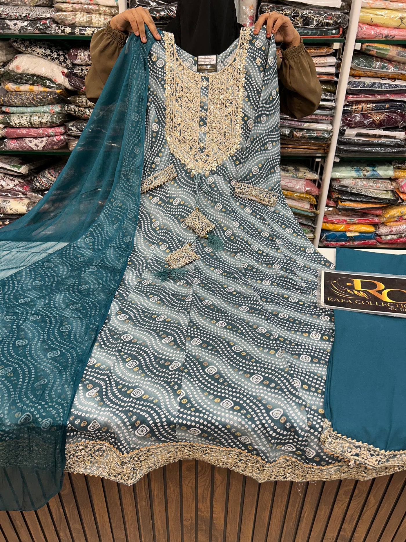 Bandhni Print Gown suit 2055