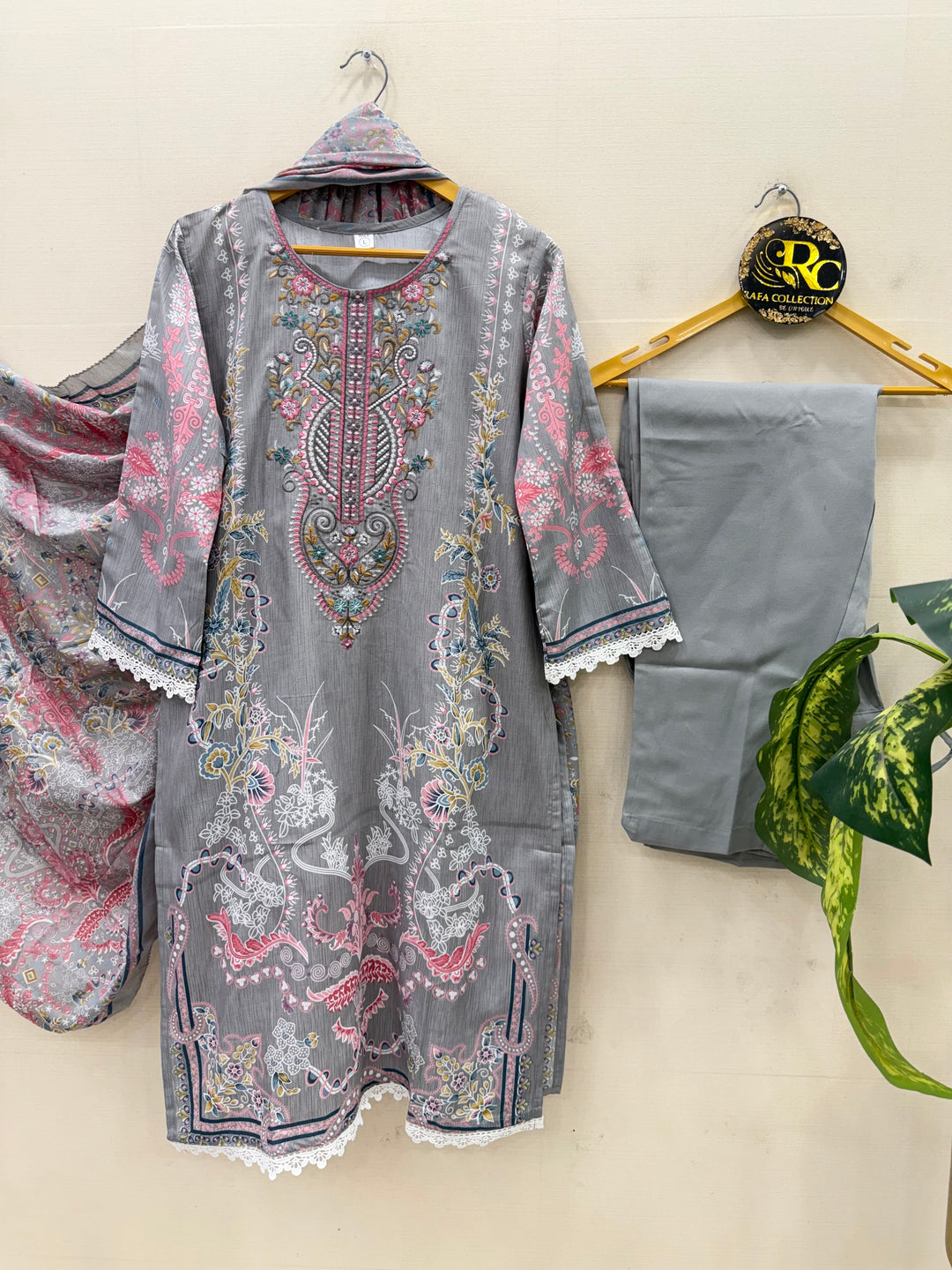 Semi cotton embroidered suits
