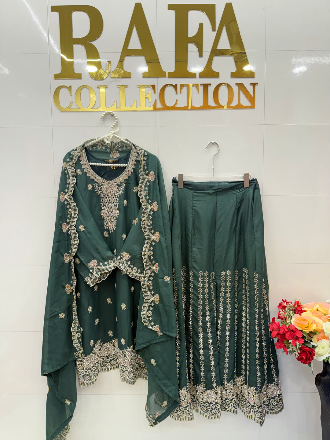 Party wear flaired plazzo suits