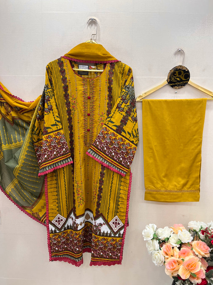 Pakistani printed embroidered suits 7015