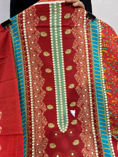 Semi Cotton Unstitched Suit 1895