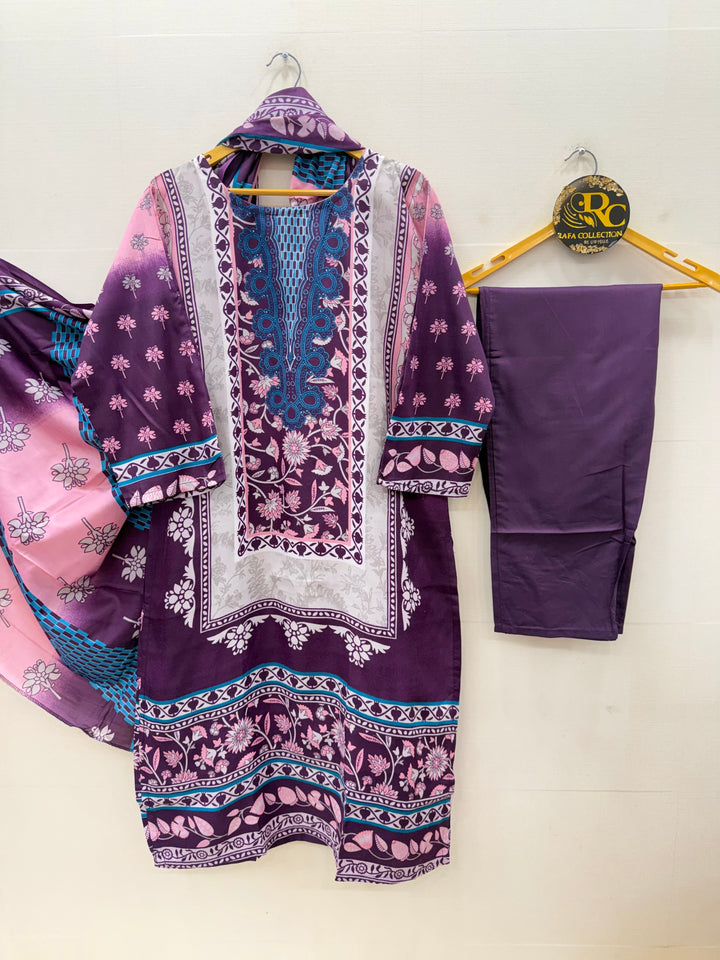 Semi cotton printed suits 5747