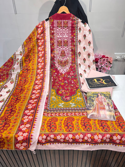 Semi Cotton embroided suit 1822