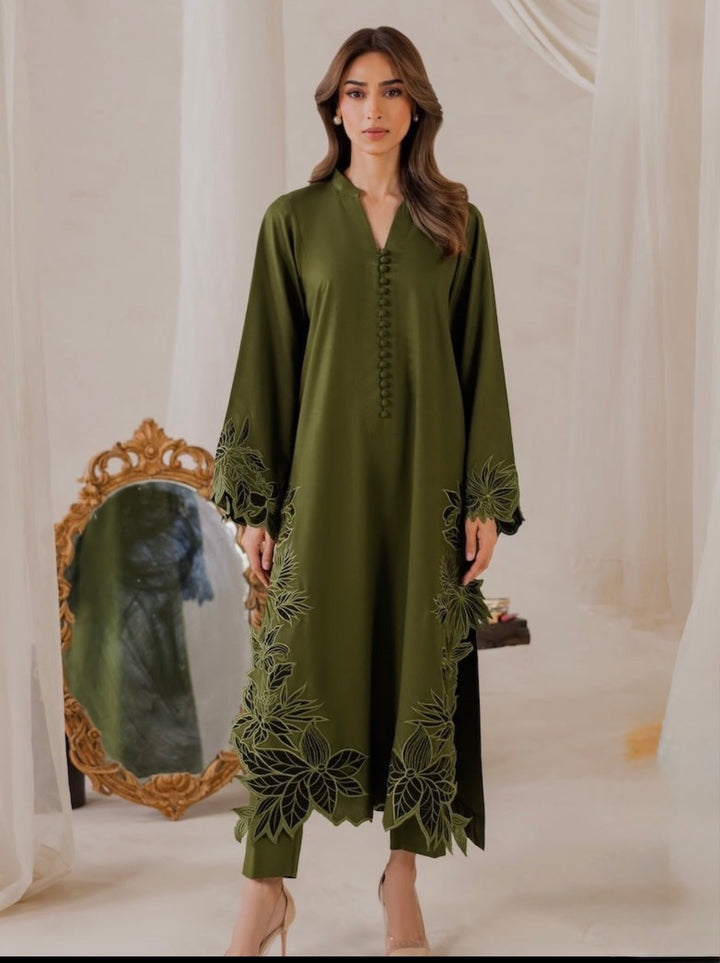 Cutwork embroidered pakistani suits