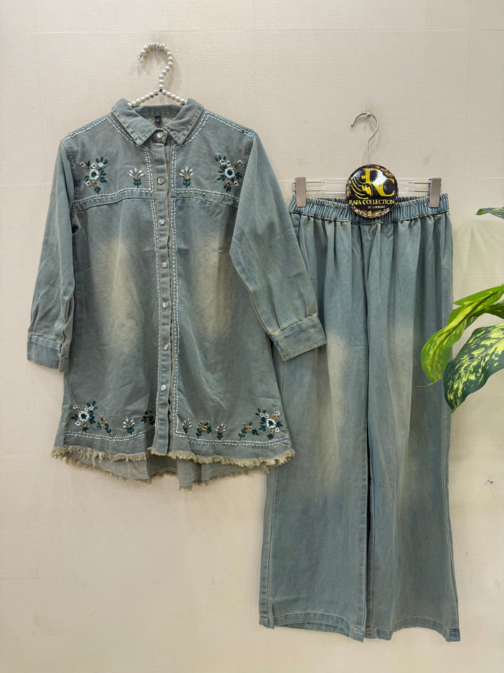 Denim embroidered Co-ord sets