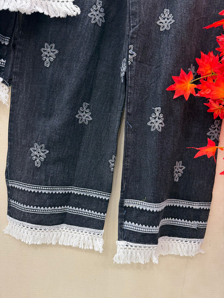 Denim embroidered co-ord sets