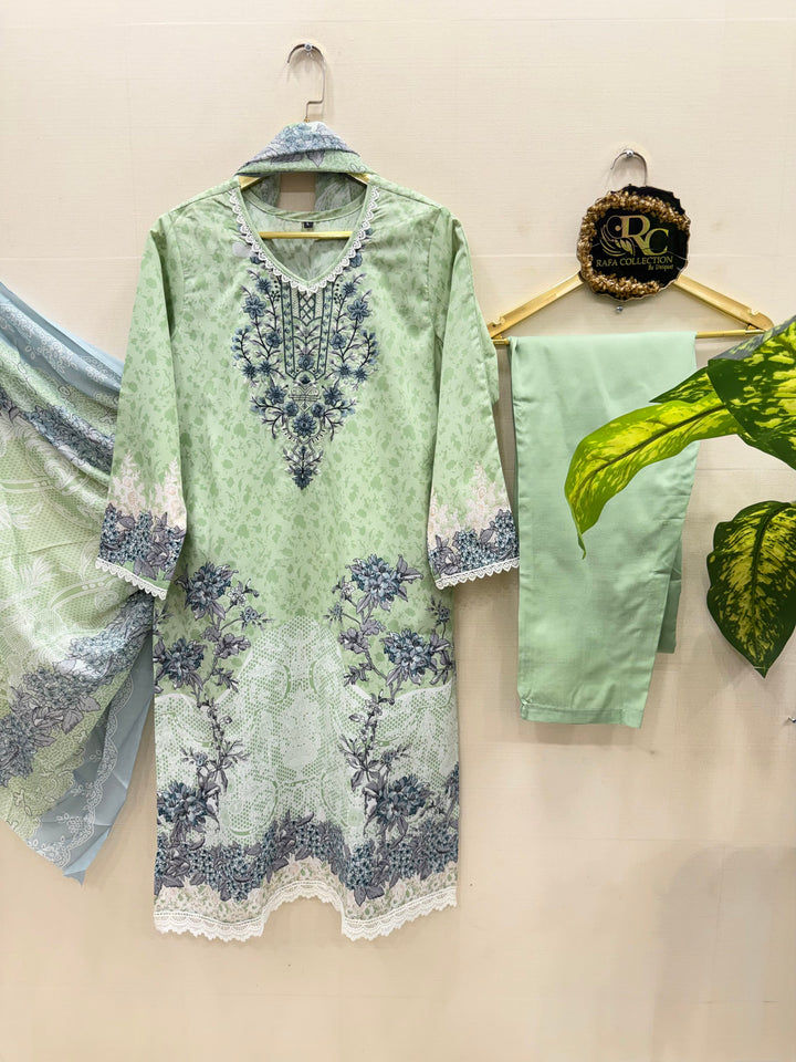 Semi cotton embroidered suits 2823