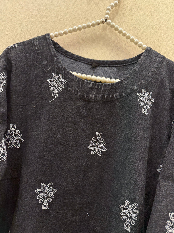 Denim embroidered co-ord sets