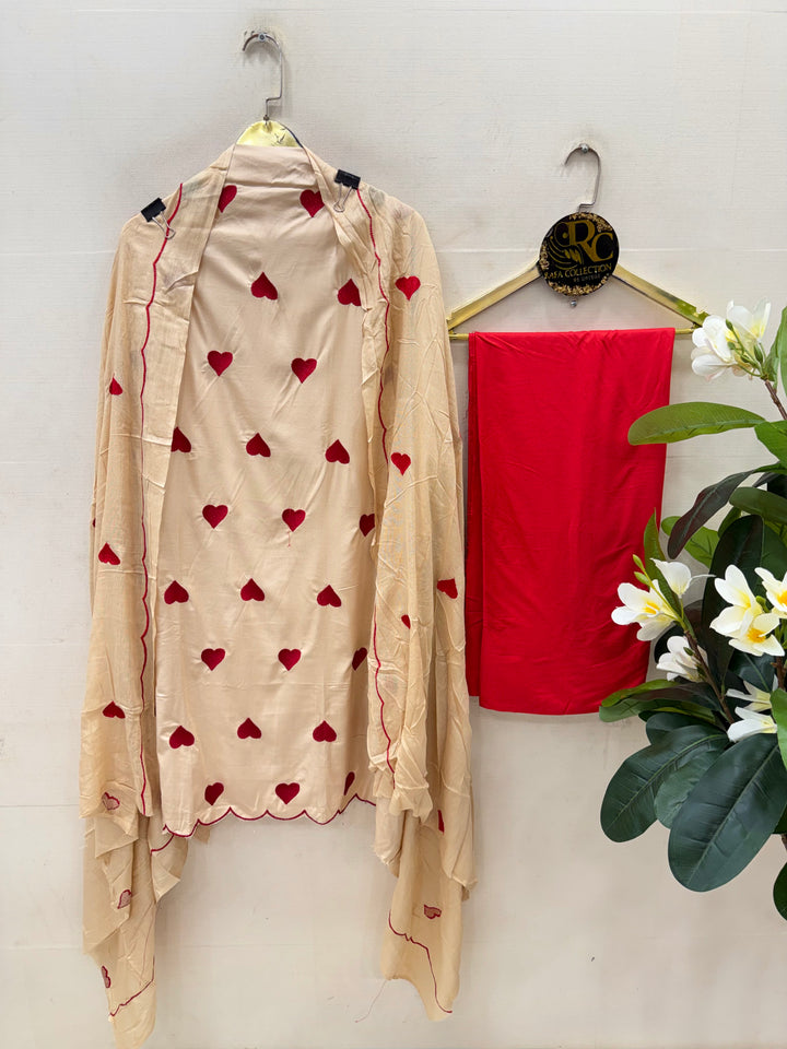 Viral heart embroidered unstitched Suits