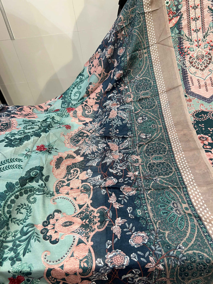 Semi Cotton embroided suit 1794