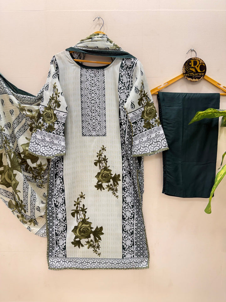 Semi cotton printed suits 8800