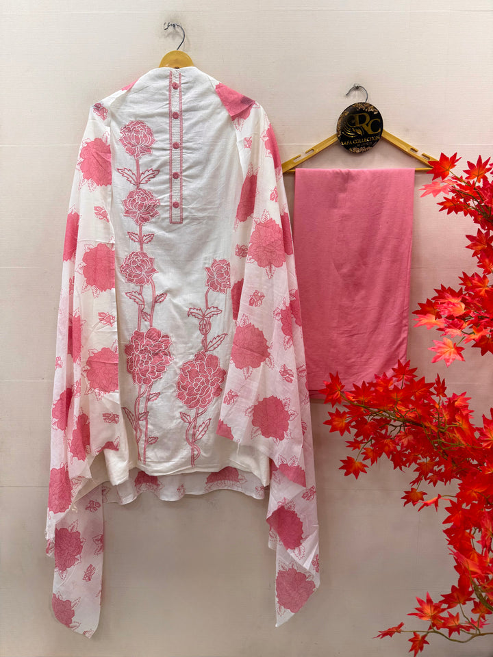 Cotton embroidered unstitched suits
