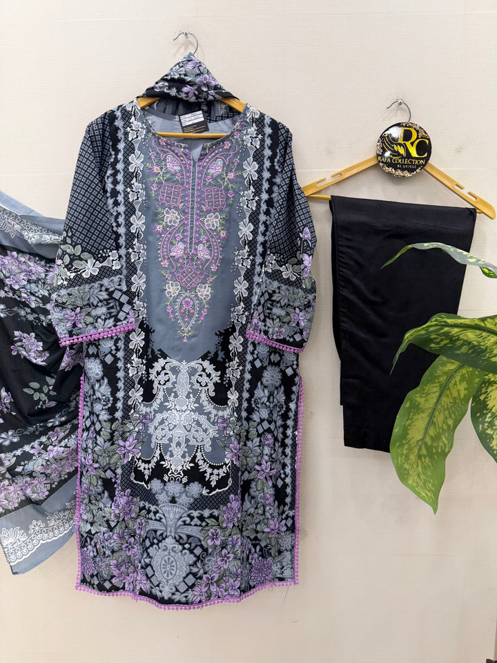 Semi cotton embroidered suits