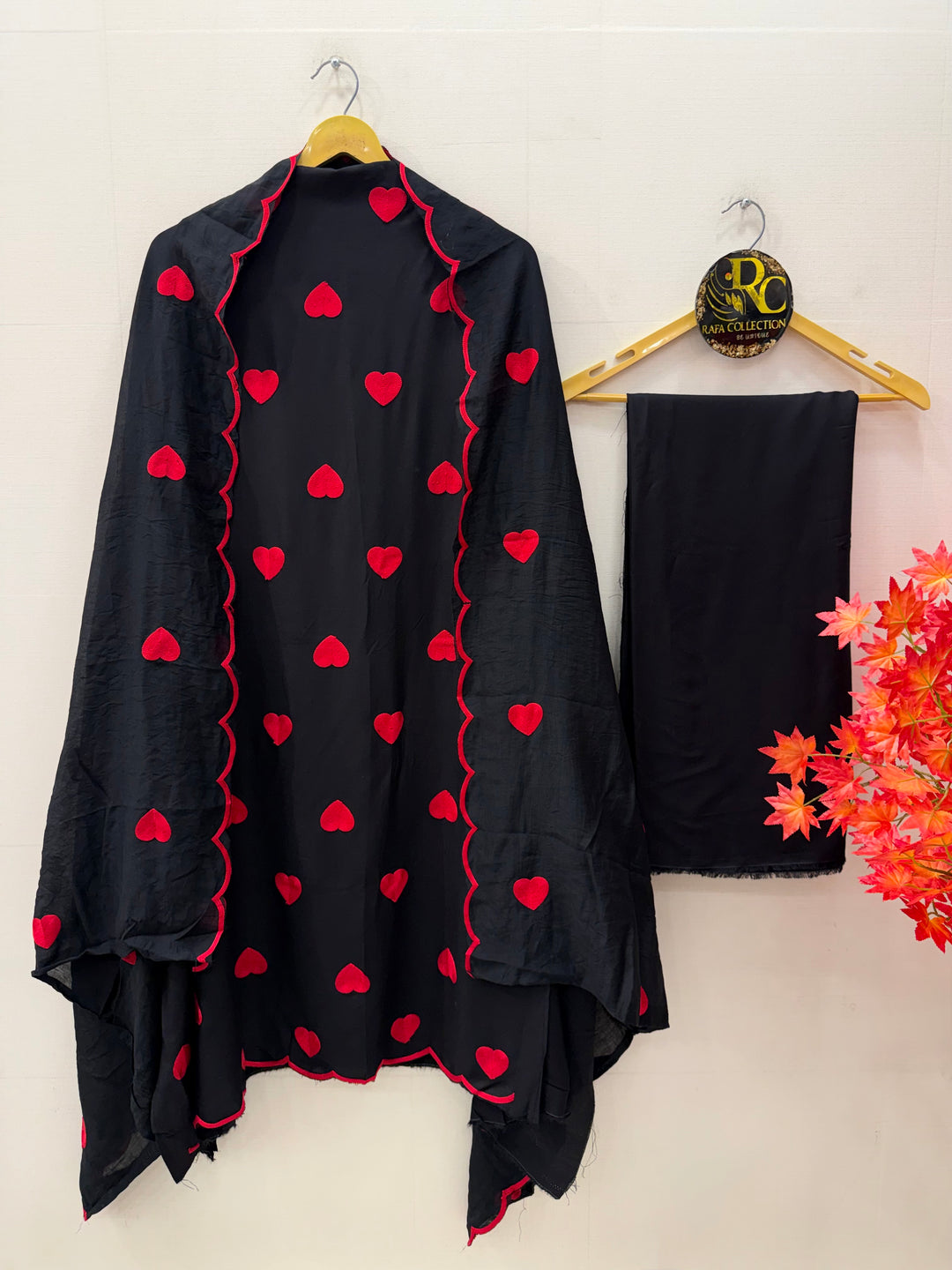 Viral heart embroidered unstitched Suits
