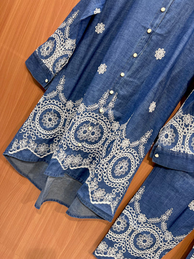 Denim embroidered co-ord sets 2559