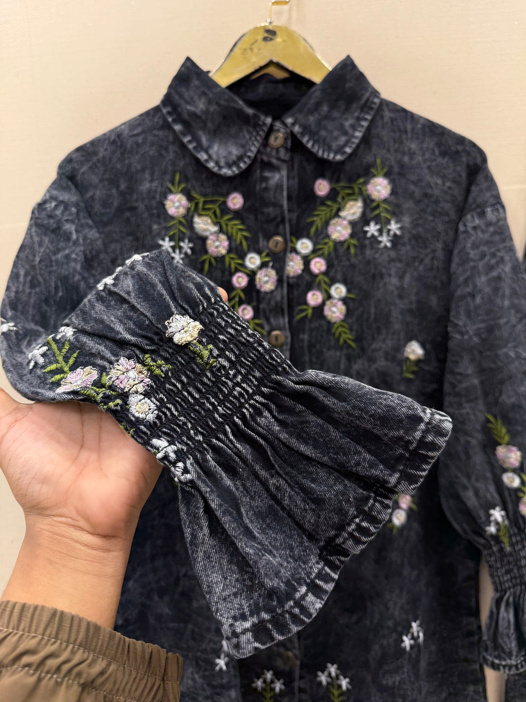 Denim embroidered co-ord sets