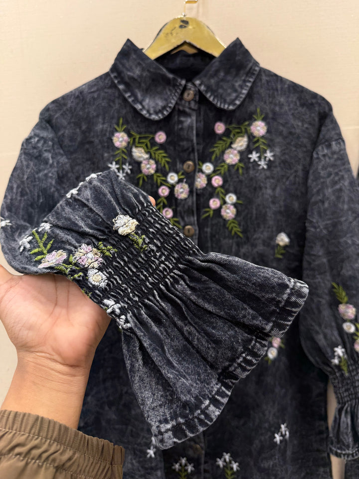 Denim embroidered co-ord sets