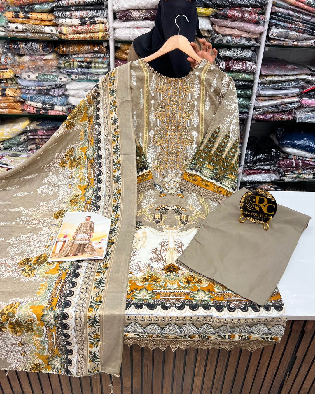 Semi cotton embroidered suits 2835