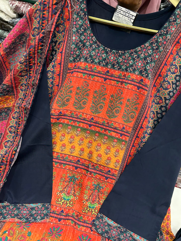 Multi colour kurti pant set