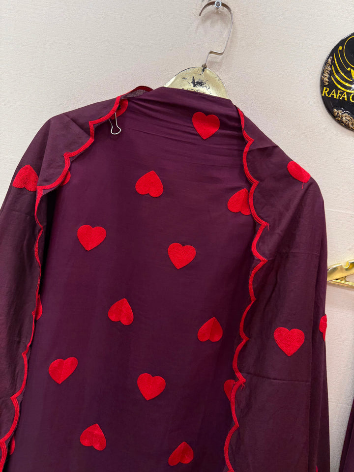 Viral heart embroidered unstitched Suits
