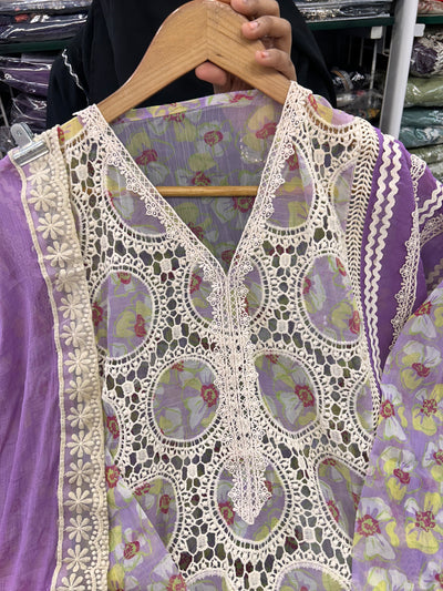 Crochet Organza Suit 2148